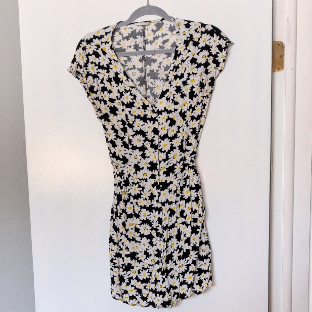 Sophie Rue Black and White Wrap Mini Dress